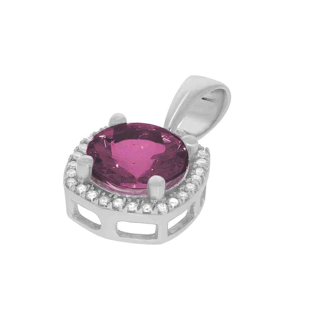 Garnet and Diamond Halo Stud Pendant PD31345A GARNET